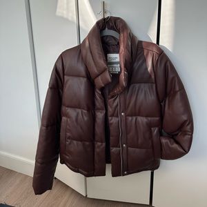 Faux leather puffer jacket
